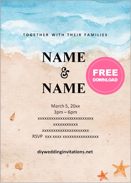 Free Printable Beach Wedding Invitations Templates Wedding Invitations